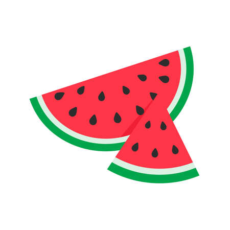 Watermelon vector. red fruit cut into pieces with seeds insideのイラスト素材