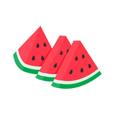 Watermelon vector. red fruit cut into pieces with seeds inside Refreshing food in the summerのイラスト素材