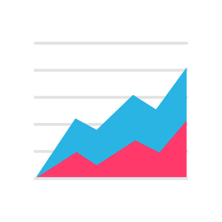 Line graph comparing business performance. Company earnings report conceptのイラスト素材