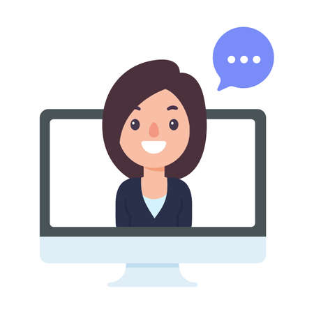 vector businessman on computer screen online meeting conceptのイラスト素材