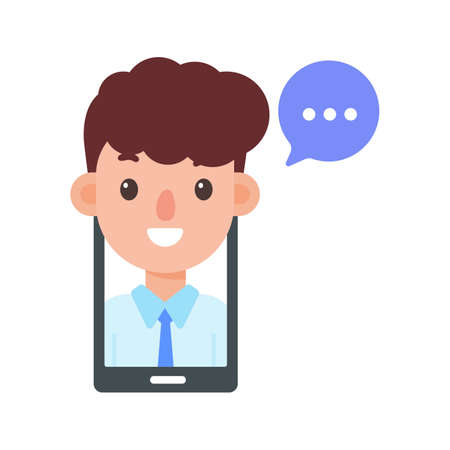 vector businessman on computer screen online meeting conceptのイラスト素材