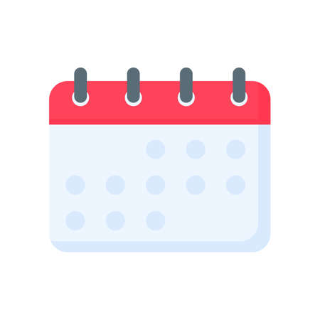 Calendar icon. A red calendar for reminders of appointments and important festivals in the year.のイラスト素材