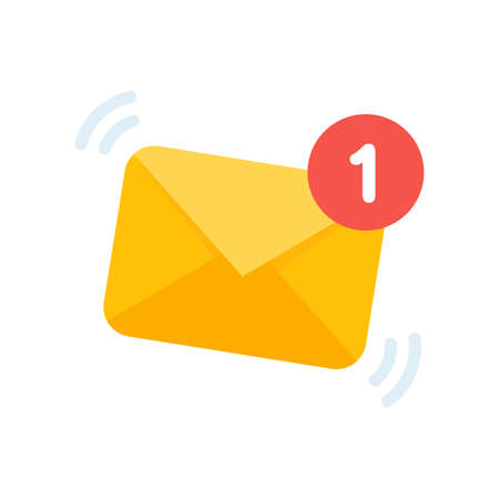 Yellow envelope. The concept of communication and email notification via online channels.のイラスト素材