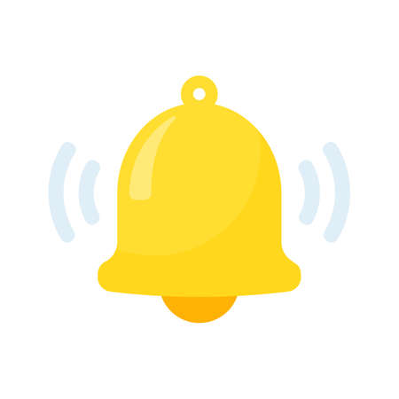 notification. Vector The golden bell vibrating loudly alerted the event. schedule appointment timeのイラスト素材