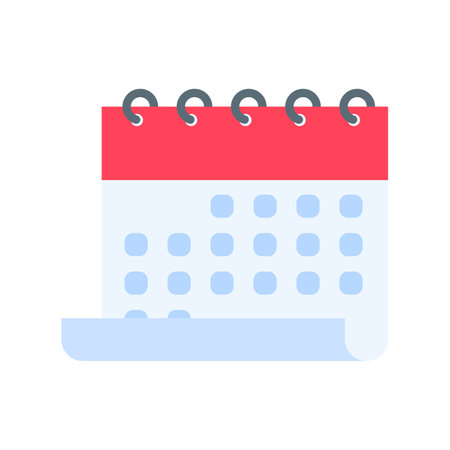 Calendar icon. A red calendar for reminders of appointments and important festivals in the year.のイラスト素材