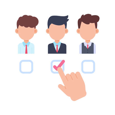 Election ballot vector. The hand holding the voting card of most people in making a choice.のイラスト素材