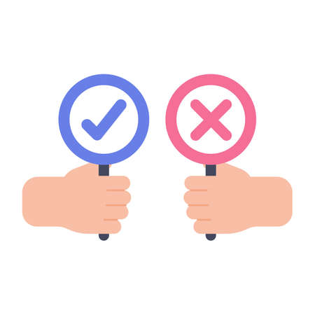 Election ballot vector. The hand holding the voting card of most people in making a choice.のイラスト素材