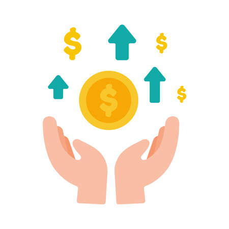 vector hand holding dollar saving concept Save cash for investmentのイラスト素材