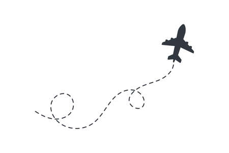 Airplane routes. Travel vector icon. Travel from start point and dotted line tracing.のイラスト素材