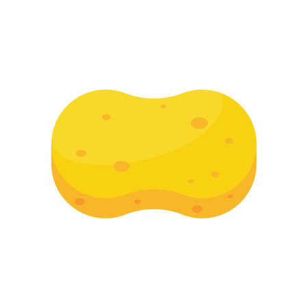 Sponge for washing dishes. Yellow sponge with many holes for cleaning.のイラスト素材