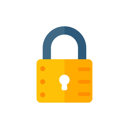 yellow padlock for locking the information on the computer data encryption conceptのイラスト素材
