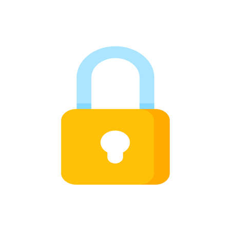 yellow padlock for locking the information on the computer data encryption conceptのイラスト素材