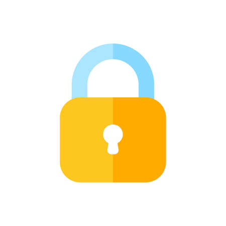 yellow padlock for locking the information on the computer data encryption conceptのイラスト素材