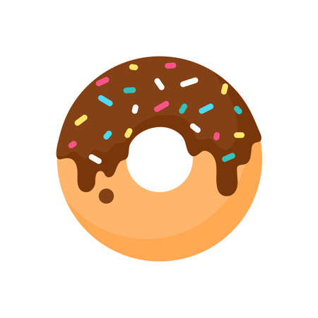 Donut vector Circle donuts with colorful holes covered in delicious chocolate.のイラスト素材