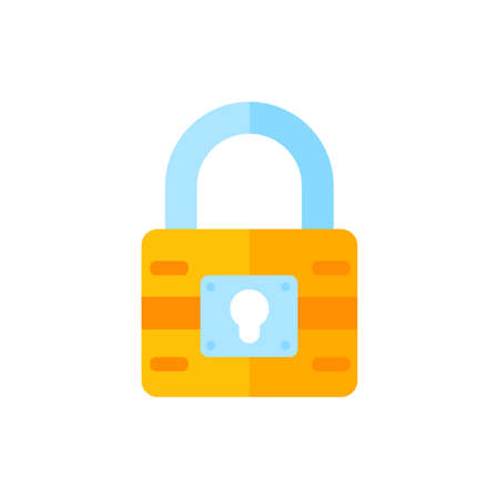 yellow padlock for locking the information on the computer data encryption conceptのイラスト素材
