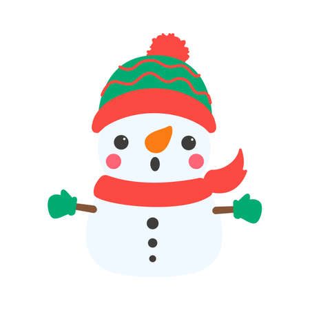 Snowman cartoon vector. Snowballs molded into Snowman. Decorate with winter sweaters for Christmas.のイラスト素材