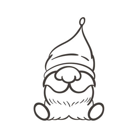 Line art Christmas gnomes design for coloring book isolated on a white backgroundのイラスト素材