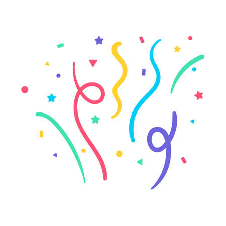 Confetti vector. colorful rolls of paper Confetti floating from the birthday party fireworksのイラスト素材