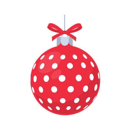 red christmas ball vector with white pattern for christmas celebrationのイラスト素材