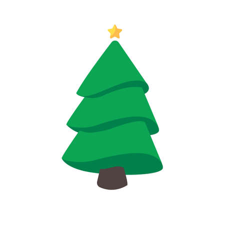 Christmas tree. Green pine tree decorated with stars for Christmas decorations.のイラスト素材