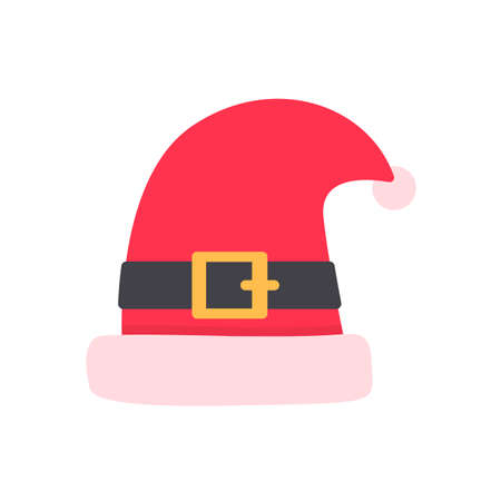 Christmas hat. Red knitted hat. For wearing in a Christmas partyのイラスト素材