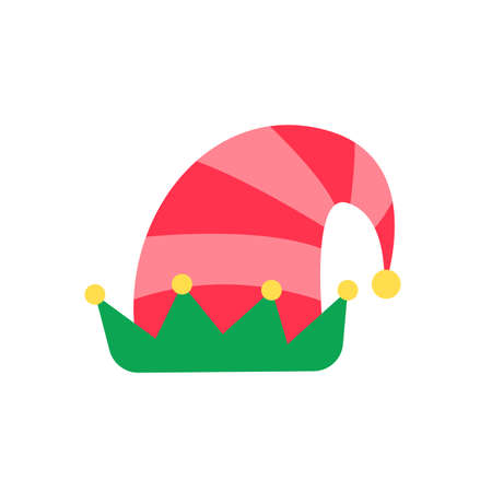 Christmas hat. Green elf hat to decorate your head at Christmas parties.のイラスト素材
