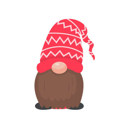 Christmas gnome. A little gnome wearing a red woolen hat. celebrate on christmasのイラスト素材