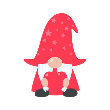 Christmas gnome. A little gnome wearing a red woolen hat. celebrate on christmasのイラスト素材