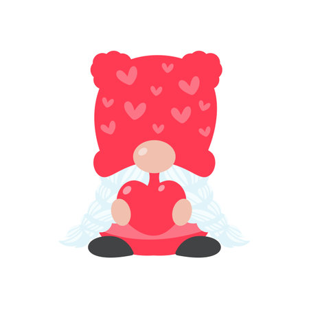 Christmas gnome. A little gnome wearing a red woolen hat. celebrate on christmasのイラスト素材