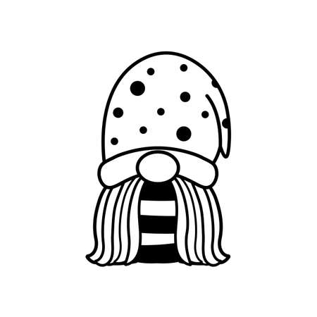 Line art Christmas gnomes design for coloring book isolated on a white backgroundのイラスト素材