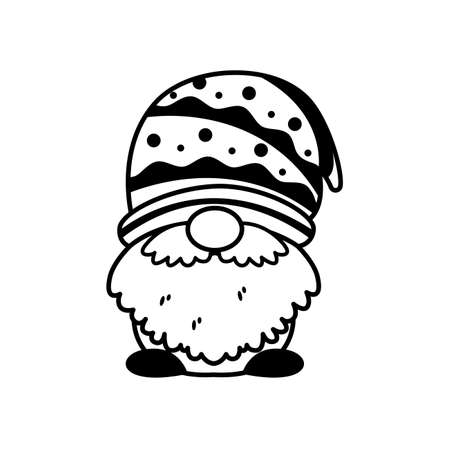 Line art Christmas gnomes design for coloring book isolated on a white backgroundのイラスト素材