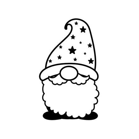 Line art Christmas gnomes design for coloring book isolated on a white backgroundのイラスト素材