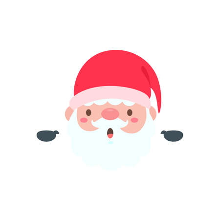Santa Claus cartoon character with blank sign for decorating Christmas greeting cardsのイラスト素材