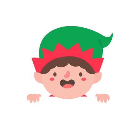 Elf character for decorating Christmas greeting cards.のイラスト素材