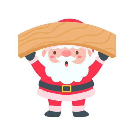 Santa Claus cartoon character with blank sign for decorating Christmas greeting cardsのイラスト素材