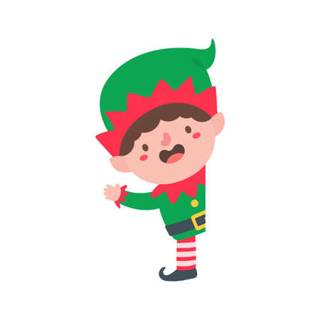 Elf character for decorating Christmas greeting cards.のイラスト素材