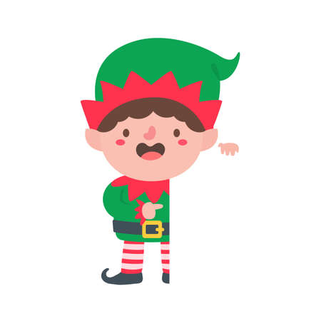 Elf character for decorating Christmas greeting cards.のイラスト素材