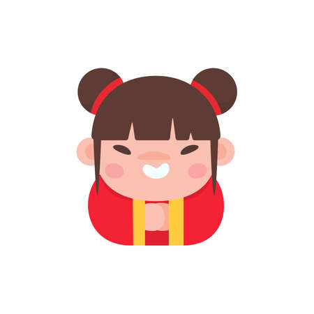 Chinese children wear red national costumes to celebrate Chinese New Year.のイラスト素材