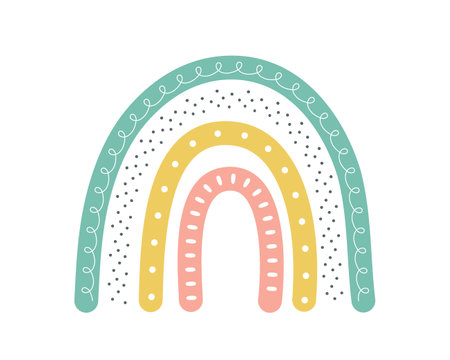 scandinavian rainbow cute greeting card elements isolated on a white backgroundのイラスト素材