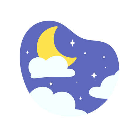 Day night icon vector. cloudy sunlight during the day and the moonlight in the starry skyのイラスト素材