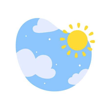 Day night icon vector. cloudy sunlight during the day and the moonlight in the starry skyのイラスト素材