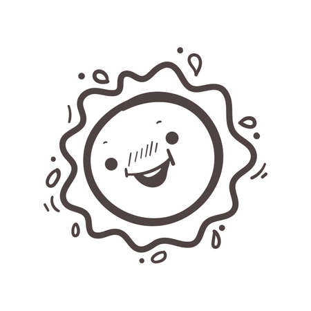 hand drawn cute cartoon character sun set summer solar radiation elementのイラスト素材
