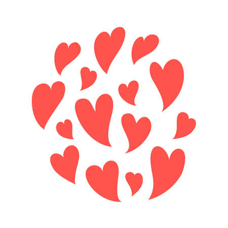 red hearts of love for decorating Valentine's cardsのイラスト素材