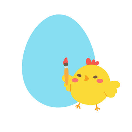 cartoon little chick Hatched eggs on Easter. decorate greeting cards for childrenのイラスト素材