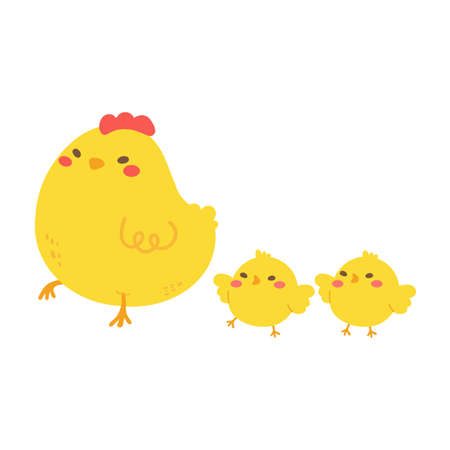 cartoon little chick Hatched eggs on Easter. decorate greeting cards for childrenのイラスト素材