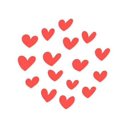 red hearts of love for decorating Valentine's cardsのイラスト素材