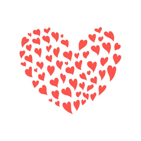 red hearts of love for decorating Valentine's cardsのイラスト素材