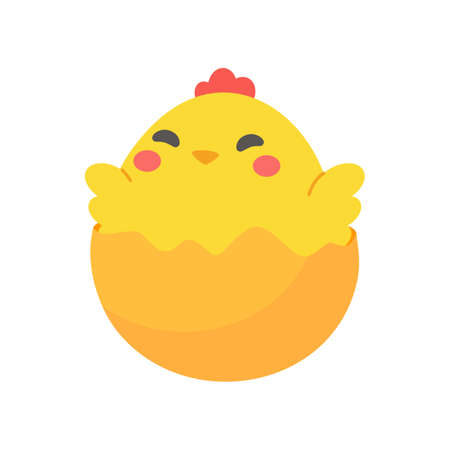 cartoon little chick Hatched eggs on Easter. decorate greeting cards for childrenのイラスト素材