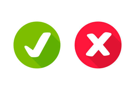 wrong check mark icon long shadow for validation isolated on a white backgroundのイラスト素材