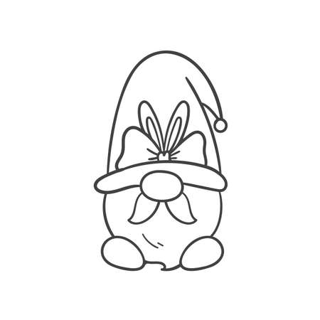 Line art cartoon Easter gnomes holding eggs decorate coloring book for kidsのイラスト素材